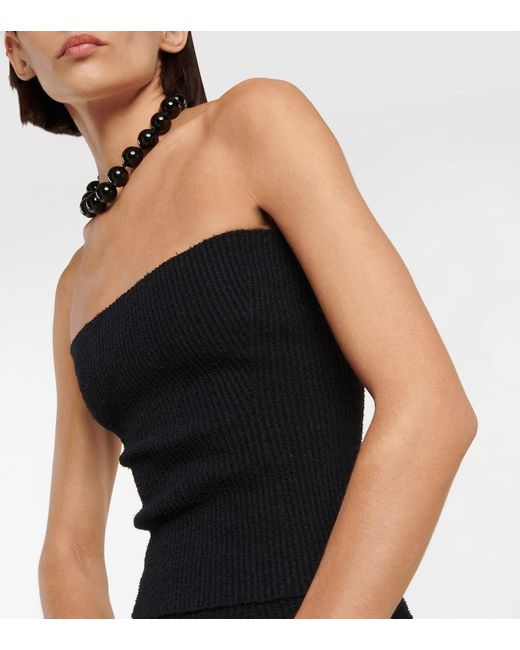 Wardrobe NYC Black Strapless Ribbed Cotton Top