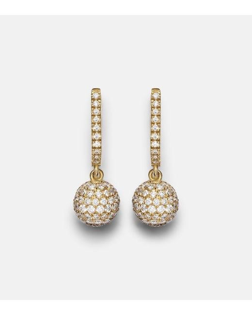 Ileana Makri Metallic Diamond Ball 18Kt Drop Earrings With Diamonds
