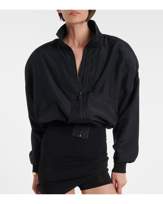 Gucci Black Silk Poplin Bomber Jacket