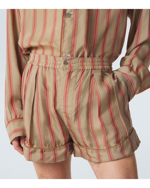 Saint Laurent Brown Striped Twill Shorts for men