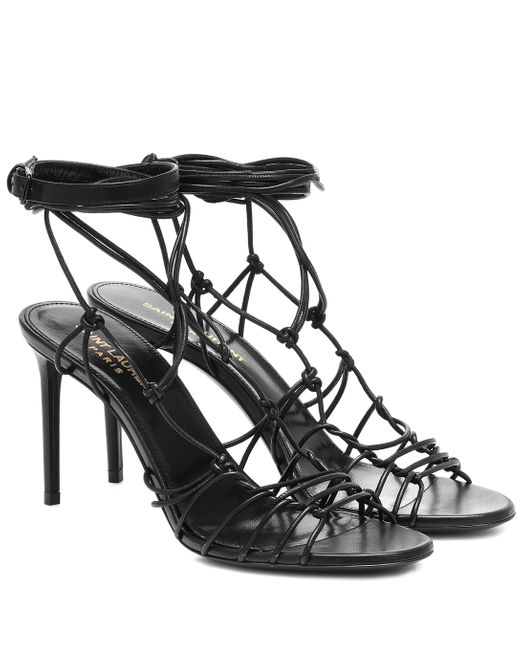Saint Laurent Robin Strappy Lace Up Heel 105mm Black | Lyst Canada