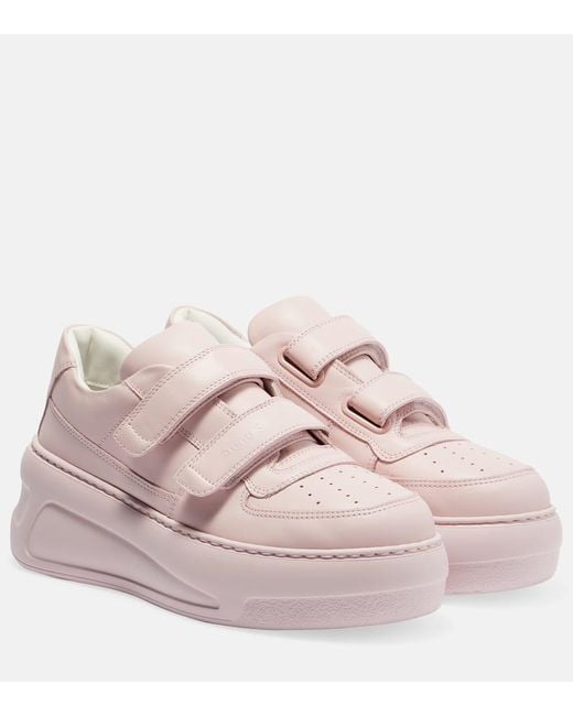 Acne Pink Face Leather Platform Sneakers