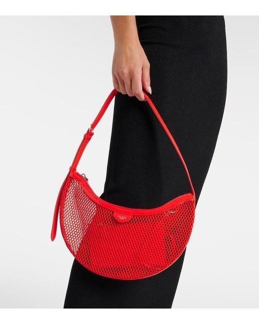 Alaïa Red One Piece Demi Lune Mesh Shoulder Bag