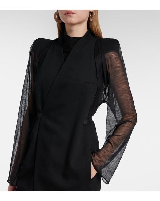 Rick Owens Black Cyclops Wool Wrap Coat