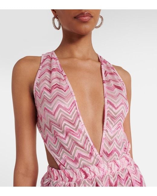 Missoni Pink Zigzag Halterneck Jumpsuit