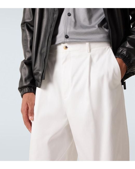 Giorgio Armani White Cotton-Blend Straight Pants for men