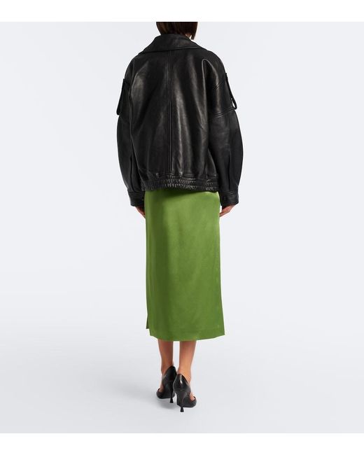 Sportmax Green Satin Midi Skirt