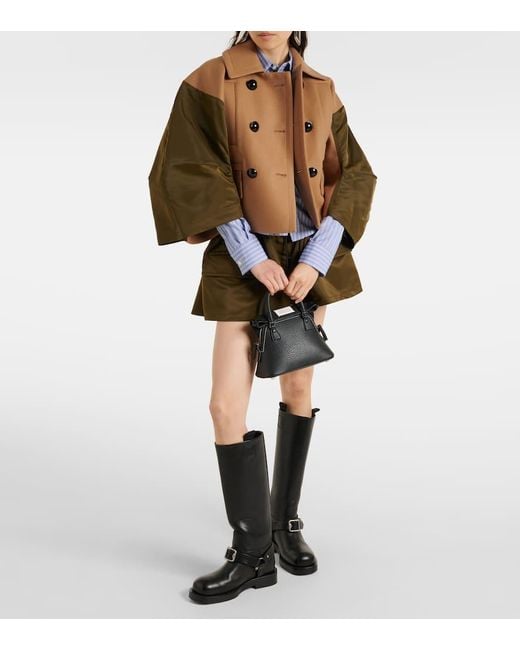 Sacai Brown Wool And Twill Jacket