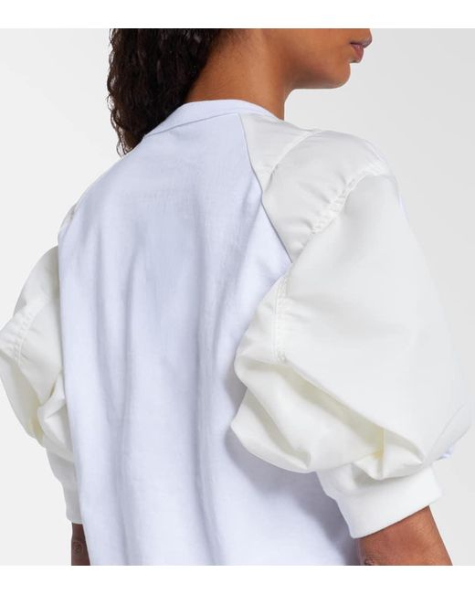 Sacai White Cotton Jersey And Twill T-Shirt