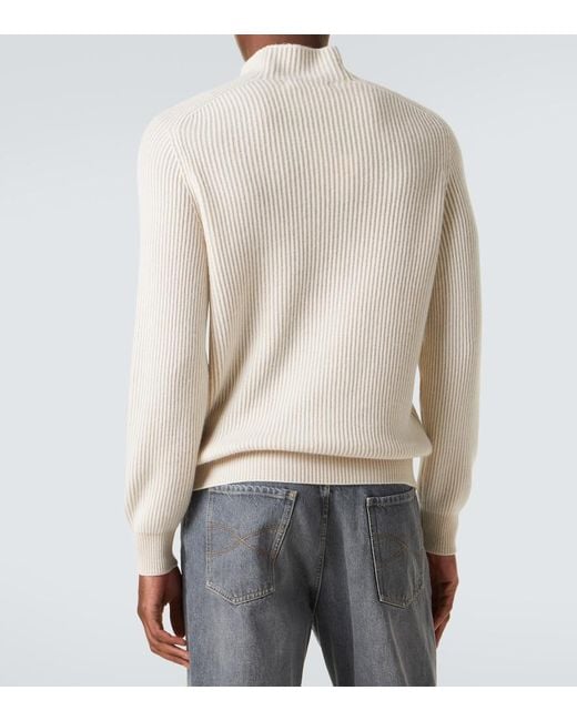 Brunello Cucinelli White Cashmere Sweater for men