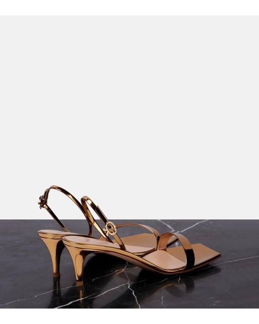 Gianvito Rossi Natural Ribbon 55 Metallic Leather Sandals