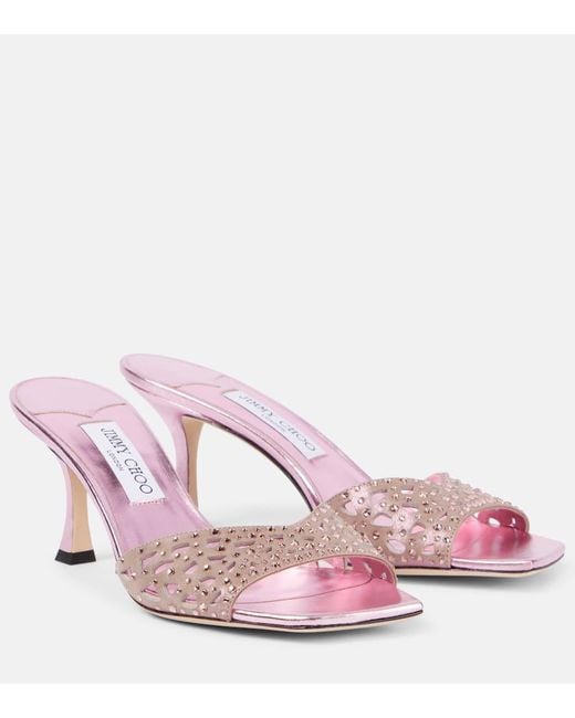 Mules Skye 70 En Satin A Ornements Jimmy Choo en coloris Pink