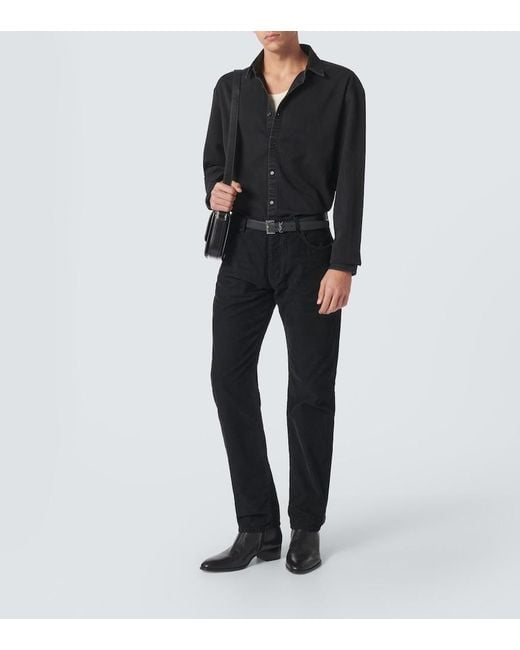 Saint Laurent Blue Cassandre Denim Shirt for men