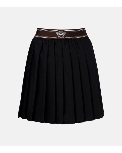 Versace Black Pleated Wool And Mohair Miniskirt