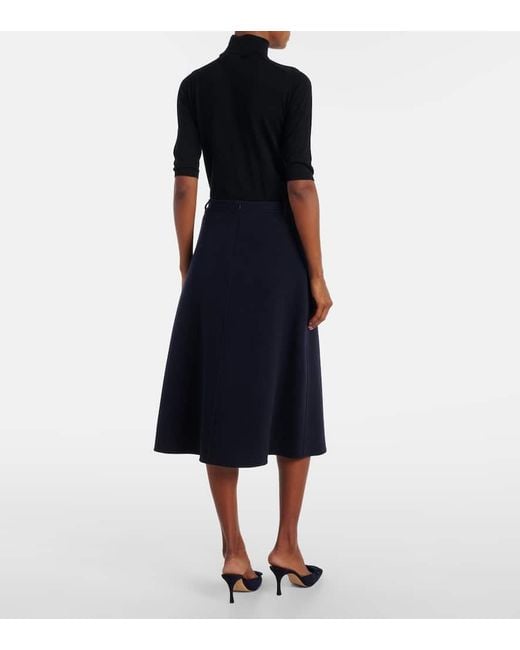 Max Mara Blue Gloria Virgin Wool Midi Skirt