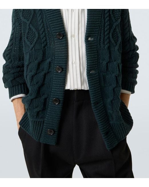 Zegna Blue Cable-Knit Cashmere Cardigan for men