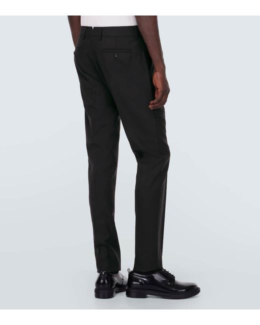 Pantaloni slim in lana vergine di AMI in Black da Uomo