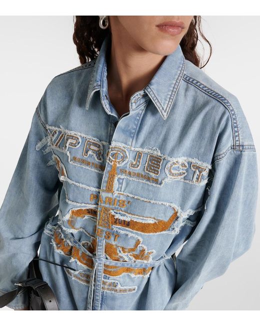 Y. Project Blue Evergreen Paris' Best Denim Shirt Dress