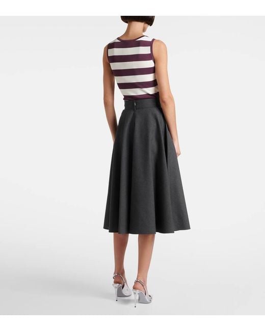 Dolce & Gabbana Gray Wool Midi Skirt