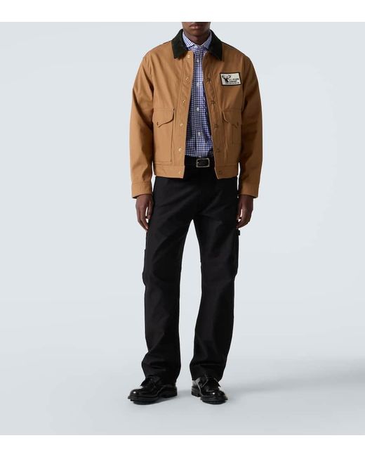 Jeans Regular Con Pelle di Junya Watanabe in Black da Uomo