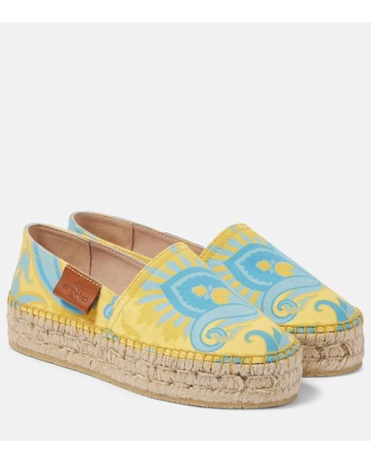 Etro Blue Printed Canvas Espadrilles