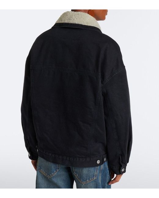 Isabel Marant Black Pimia Fleece-Trimmed Denim Jacket