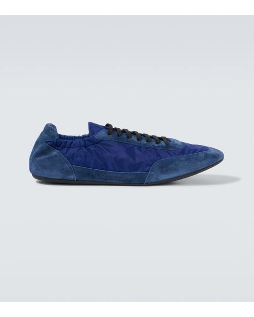 Prada Blue Collapse Re-Nylon And Suede Sneakers for men