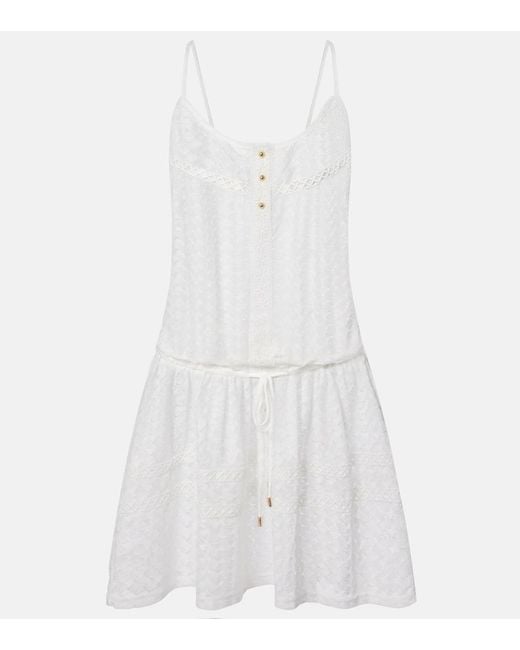 Melissa Odabash White Bailey Open-Knit Minidress