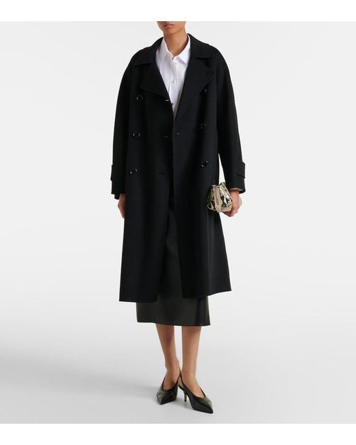 Max Mara Black Double-Breasted Virgin Wool Coat
