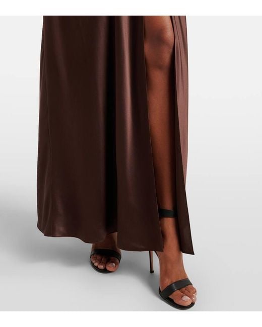 Vestido Largo Alessia De Jersey Y Saten Sir de color Brown