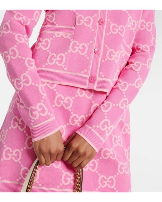 Cardigan de algodon con GG en jacquard Gucci de color Pink
