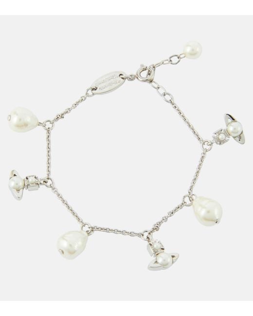 Vivienne Westwood White Emiliana Charm Bracelet With Pearls