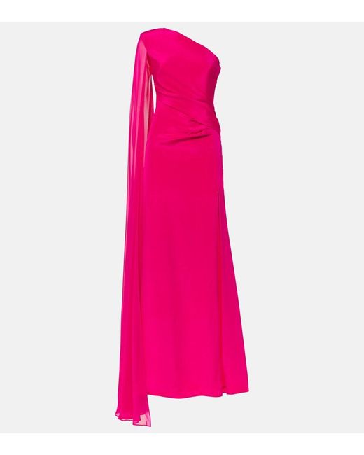 Roland Mouret Pink Asymmetic Silk Chiffon Gown