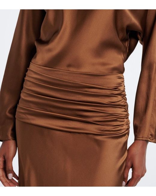 Staud Brown Freda Silk-Blend Satin Gown