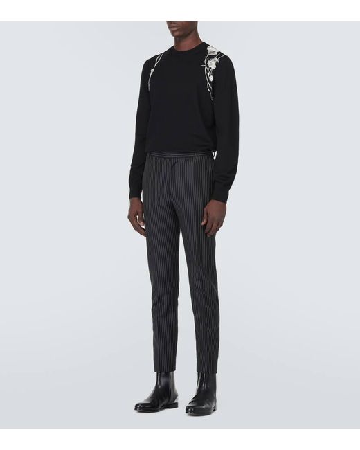 Jersey de lana bordado Alexander McQueen de hombre de color Black