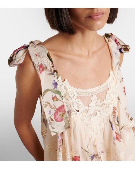 Zimmermann Natural Patience Floral Cotton And Silk Top