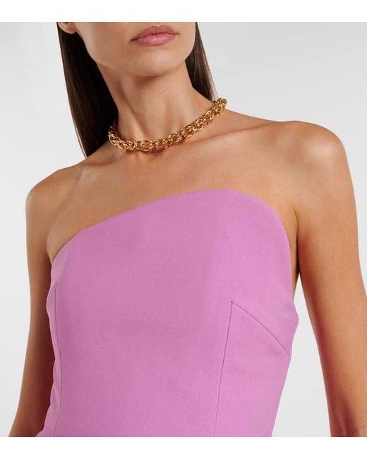 Solace London Purple Britt Pleated Strapless Gown