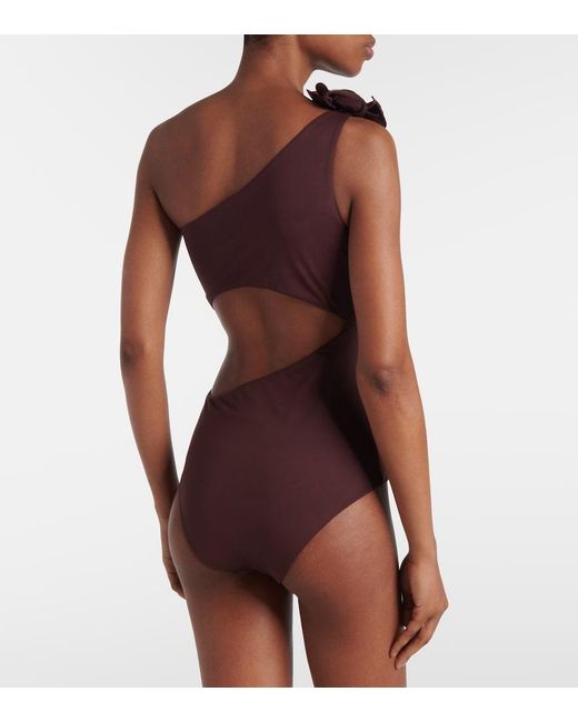 Magda Butrym Purple Floral-Applique Swimsuit