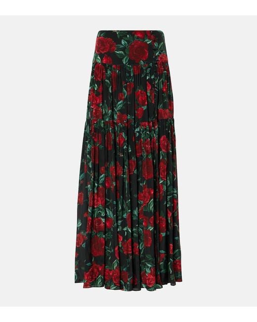 Alexandra Miro Red Ariana Floral Maxi Skirt