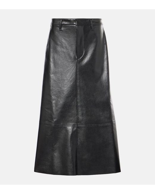 Citizens of Humanity Black Cassia Faux Leather Midi Skirt
