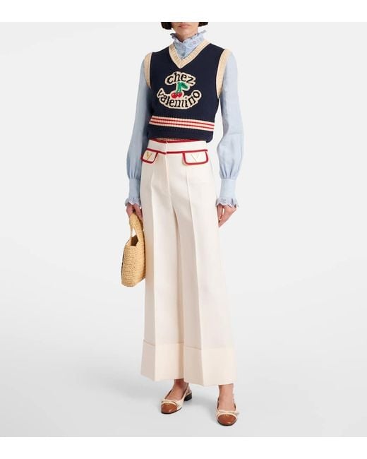 Valentino Blue Broderie Anglaise Linen Shirt