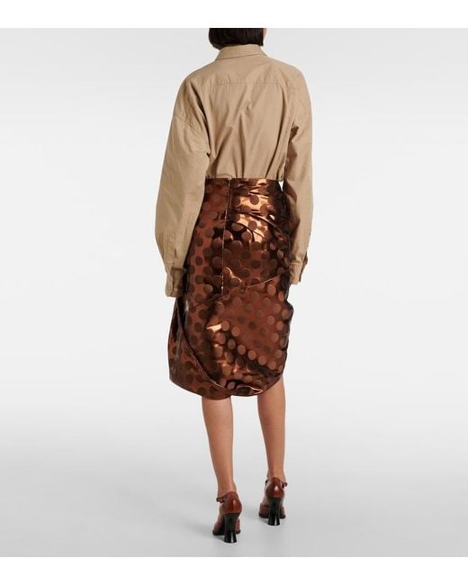 Dries Van Noten Brown Lame Midi Skirt