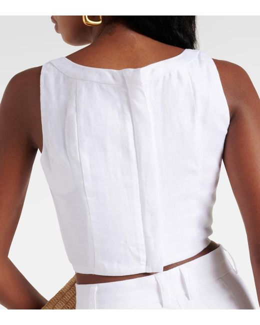 Staud White Bustier-Top Aus Leinen