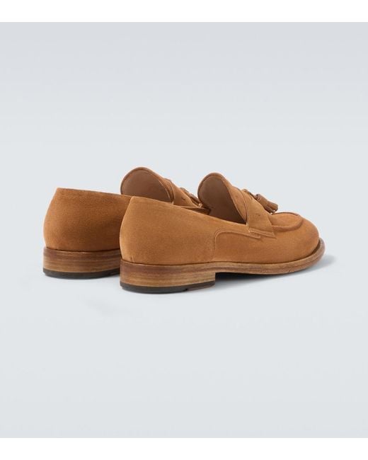 Eleventy Brown Tasseled Suede Penny Loafers for men