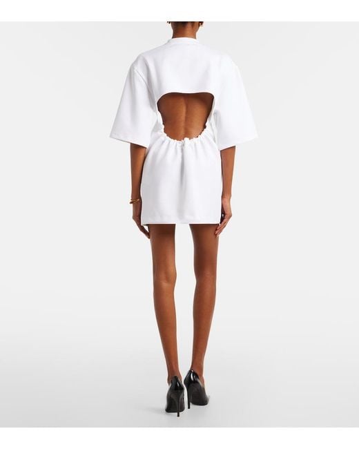 Wardrobe NYC White Open-Back Cotton-Blend Jersey Minidress