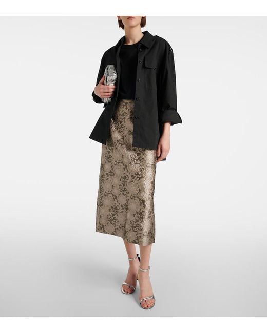 Max Mara Brown Diletta Jacquard Midi Skirt