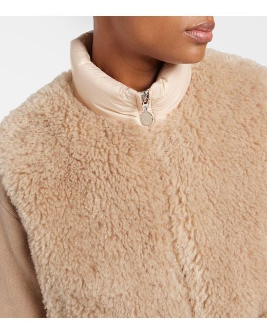Moncler Natural Logo Faux Fur Down Vest