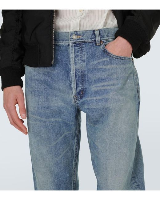 Jeans rectos de tiro bajo Saint Laurent de hombre de color Blue