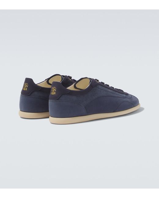 Brunello Cucinelli Blue Leather Sneakers for men