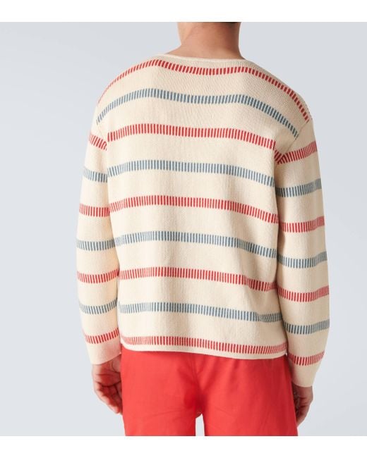 Bode Pink Bay Stripe Cotton Sweater for men
